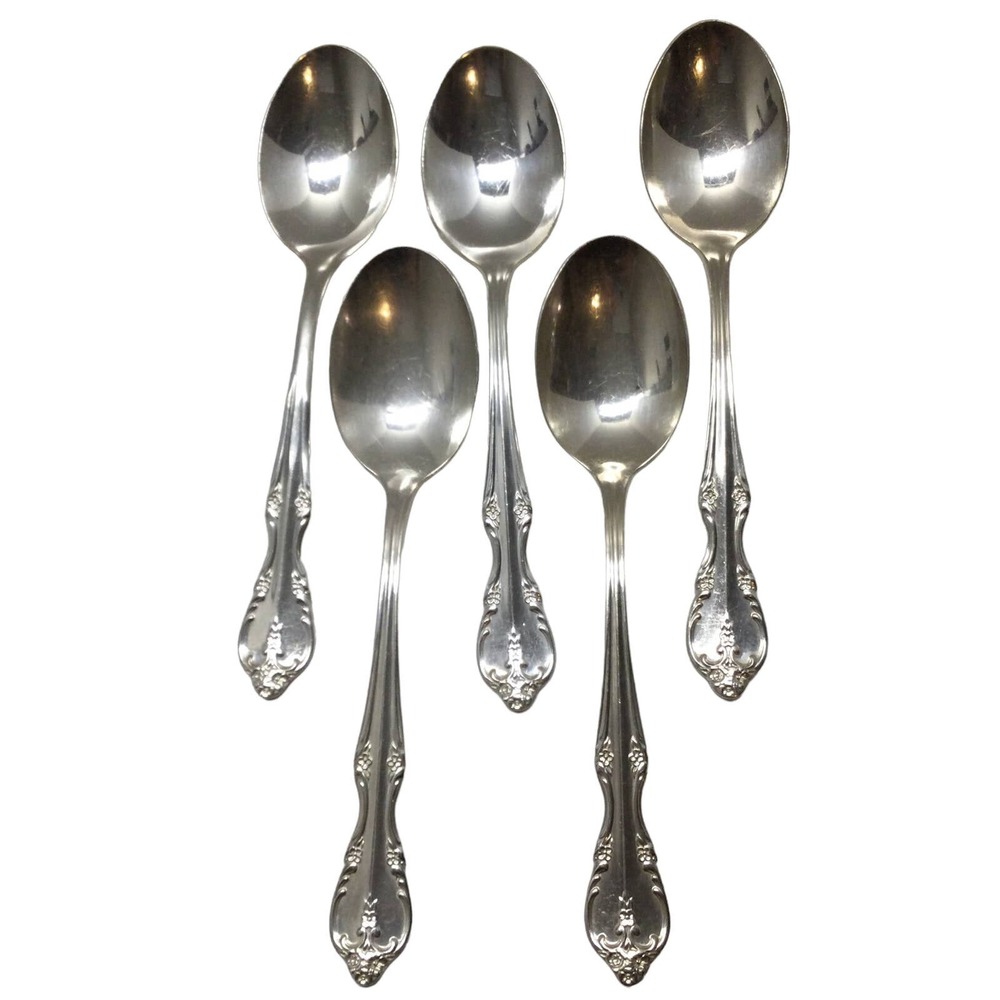 5-Rogers & Bros Southern Splendor Silverplate 1962 IS Reinforced Plate Teaspoons